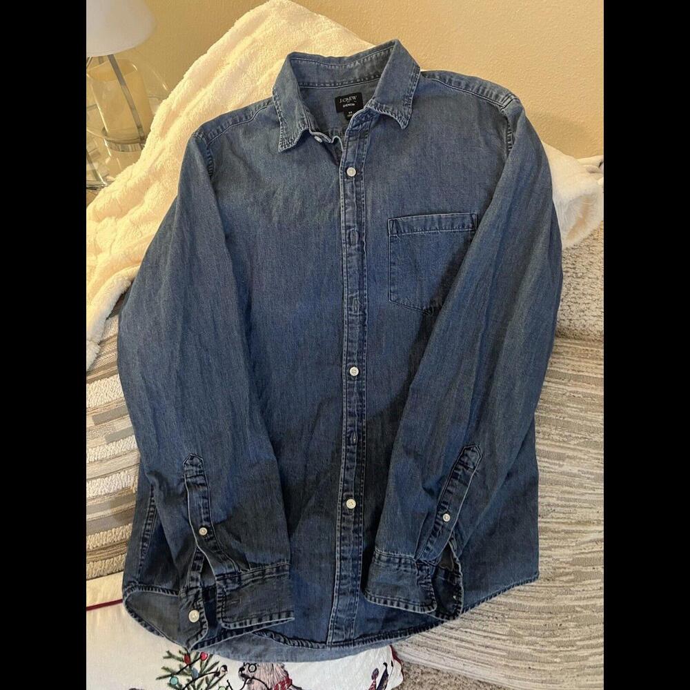 J.Crew Womens *M-L Jean Shirt Button Up Pocket Blue Lightweight Denim